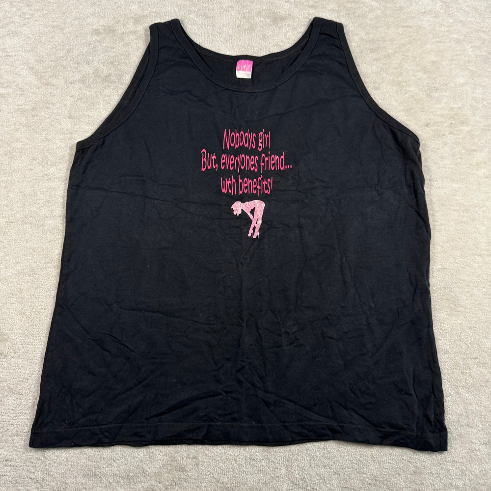 LAT Tank Top Womens 2XL Black Nobodys Girl Graphic Sleeveless Cotton Humorous